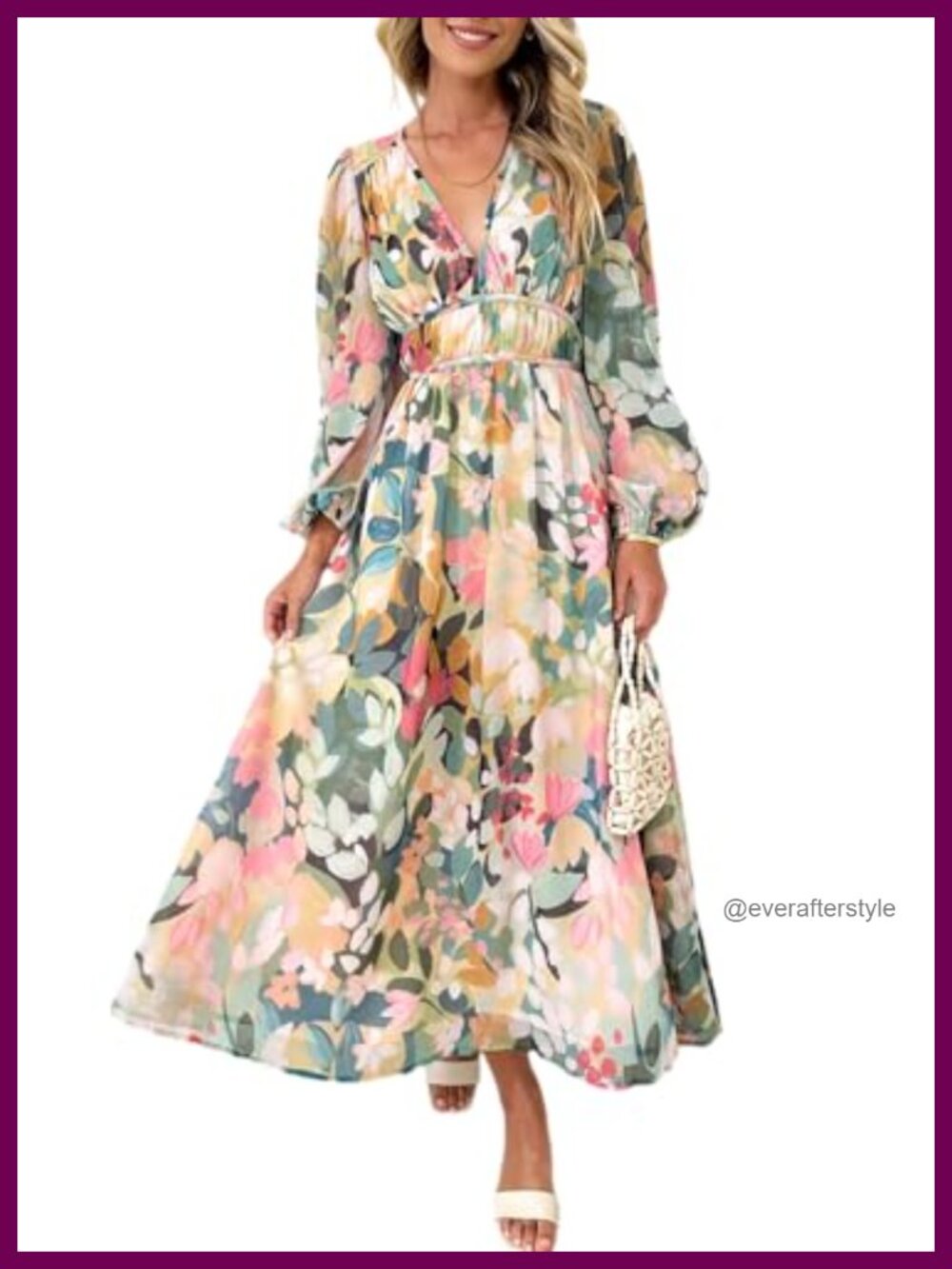 Women's Long Sleeve Floral Maxi Dress Spring Summer Wedding Guest